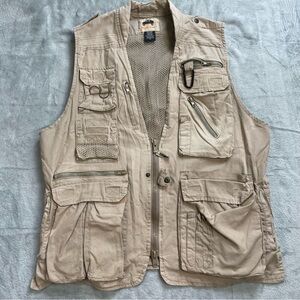 Humvee Vest XL Men’s Safari Cargo Utility Photography Khaki Distressed